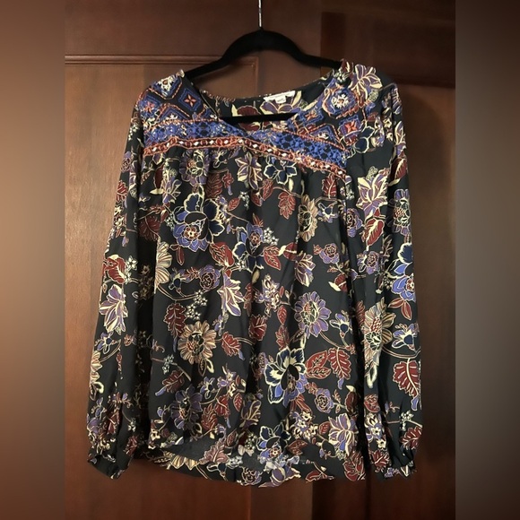 beachlunchlounge Tops - BLL black flower tropical bohemian long sleeve top women’s large